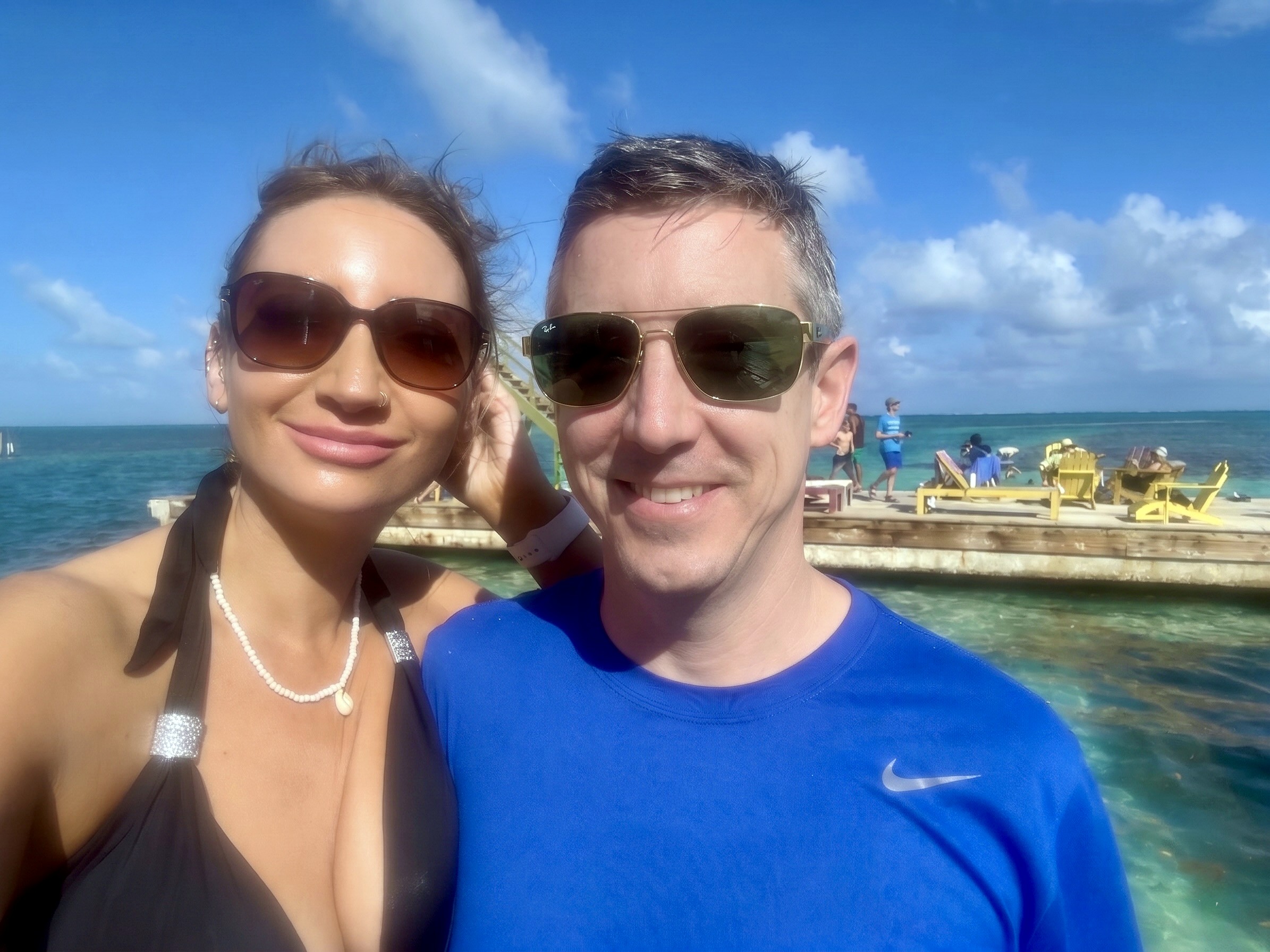 Andy and Jamie by the water in Belize